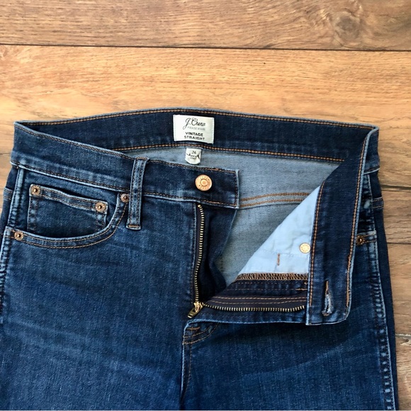 J.Crew Raw Cuff Jeans 26 EUC Vintage Style Straight Blue Denim - Picture 4 of 9